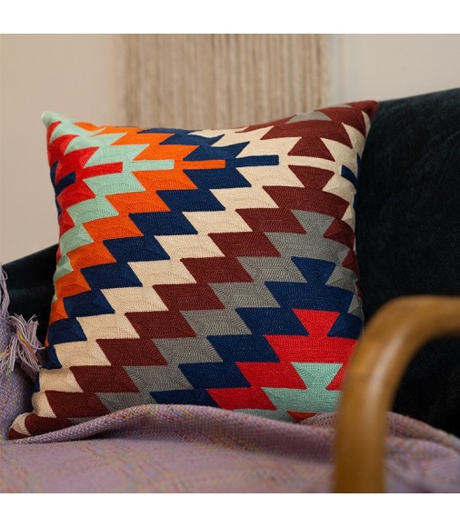 Moroccan Style Geometric Patterns Sofa Throw Pillow Wool Embroidery Cushion Cover Decorative Home Moroccan Pillow Cover 