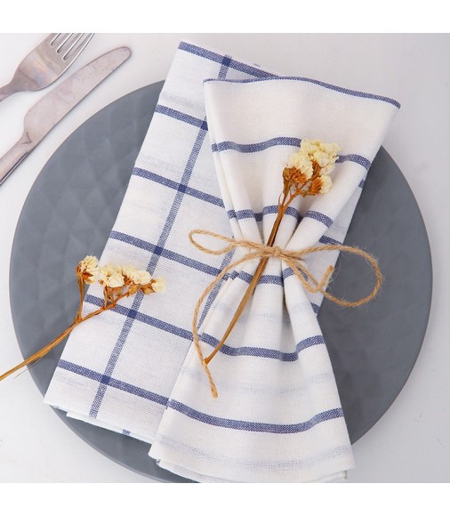 Wholesale Eco Friendly Kitchen Towel Home Decor Plaid Cleaning Dish Towels Hotel Use 100% Cotton Striped Check Table Tea Towels 