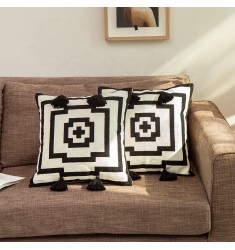 Hot Selling High Quality Living Room Sofa Decor Geometric Pillow Cover Soft Couch Pattern Hand Embroidery Pillow Cover 