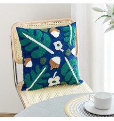 New Arrivals Custom Flower Leaf Embroidery Pillow Cover Home Sofa Decor Modern Square Accent Pillow Cover 