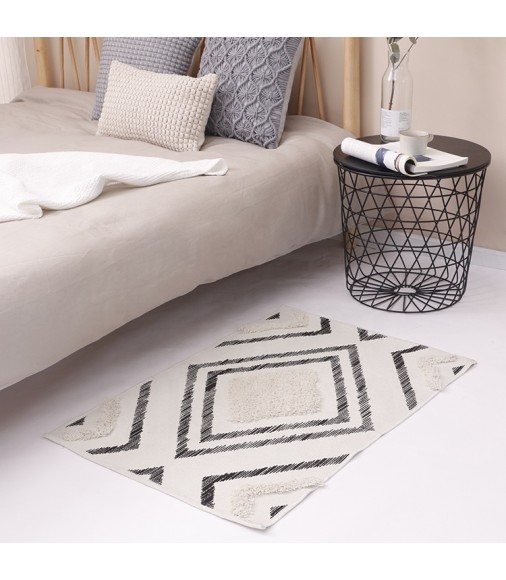 Geometric Hand Tufted Door Mat Cotton Woven Living Room Area Carpet Printed Simple Modern Carpets 