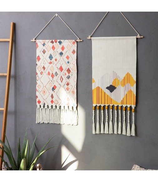 Modern Cotton Woven Printed Pattern Colourful Girls Room Wall Hanging Decore Geometric Pattern Tapestry 