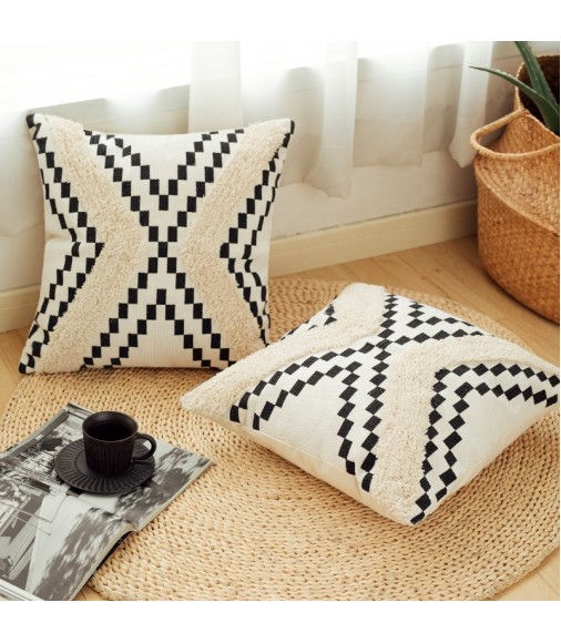 Modern Hand Tufted Cotton Square Home Decorative Pillow Case Bedroom Living Room Nordic Cushion Cover 