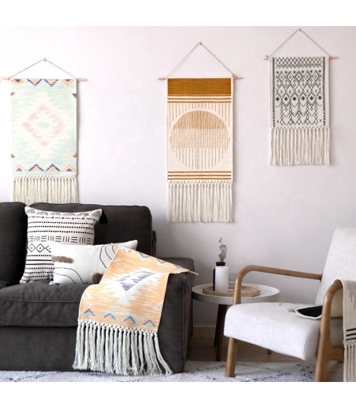 Modern Home Decor New Launch Printing Wall Decoration Hand Tufted Handmade Tassel Tufting Boho Tapestry 