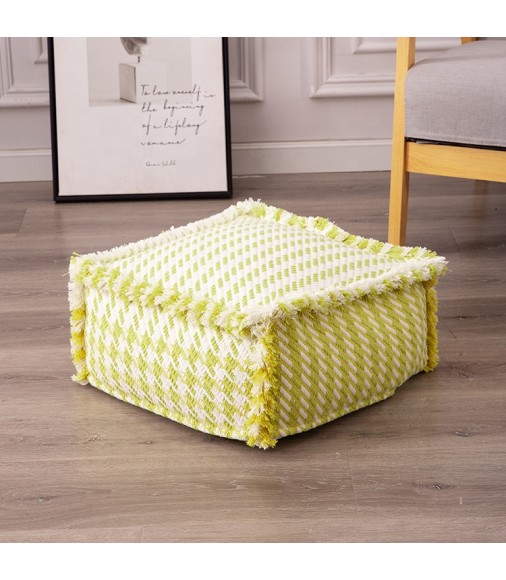 Hot Selling Farmhouse Machine Woven Thick Fabric Living Room Sofa Decor Foot Stool Pouf For Kids Ottoman Fatti A Mano 