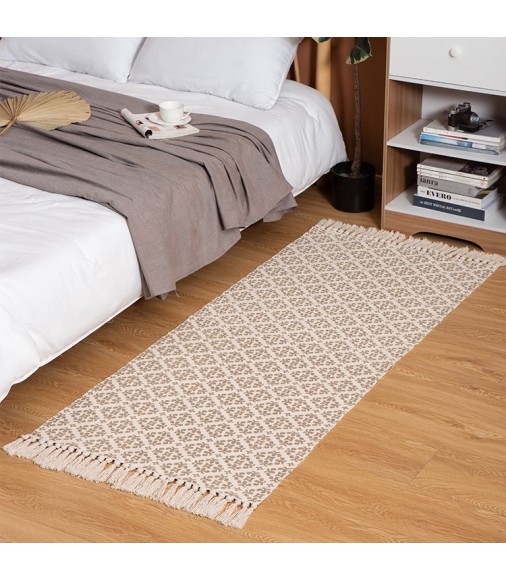 Nordic Style Printed Area Soft Drawing Boho Style Cotton Woven Printed Floor Home Rug And Carpet For Living Room 