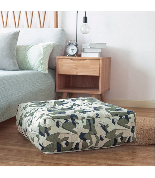 New Modern Design Abstract Custom Luxury Moroccan Square Big Soft Comfortable Bedroom Sofa Foot Stool Ottoman Pouf Stool 