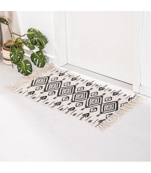 Top Quality Custom Modern Geometric Rugs And Carpets Rcotton Woven Nordic Style Printed Area Rug Indoor Outdoor Floor Doormats 