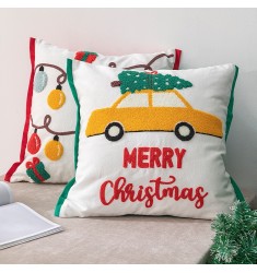 New Christmas Pillow Covers Modern Cartoon Decor 100% Cotton Embroidered Boho Christmas Throw Pillow Cover 