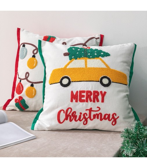 New Christmas Pillow Covers Modern Cartoon Decor 100% Cotton Embroidered Boho Christmas Throw Pillow Cover 