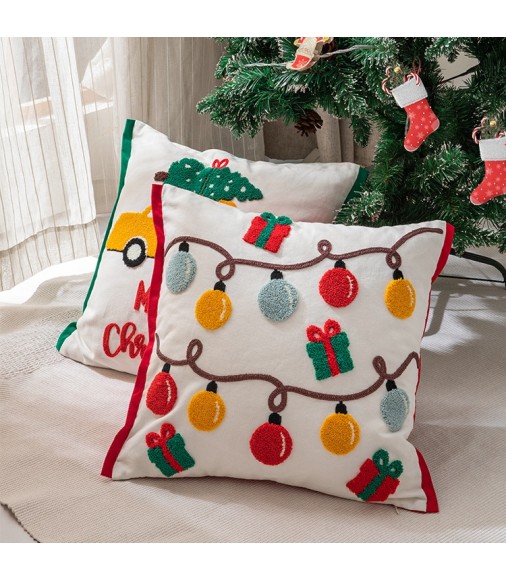 New Christmas Modern Cartoon Colorful Home Decorative Embroidered Wedding Throw Pillow Cover Cushion Covers Manufacturers 