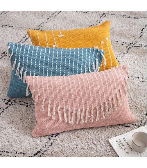 New Arrival Boho Jacquard Woven Tassel Throw Pillow Cover Home Decorative Farmhouse Sofa Cover With Cushion Cover 