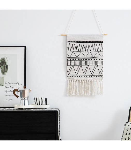 Top Seller Decorative Black And White Boho Modern Style Printing Tapestry Wall Hanging Cotton Woven Tapestry For Wall Hanging 