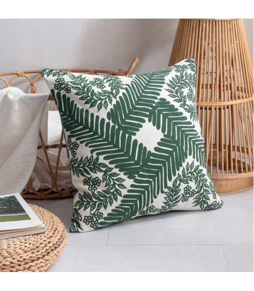 Top Selling Farmhouse Style Spring Leaf Pattern Silk Screen Printing Cotton/polyester Woven Printed Pillow Covers 