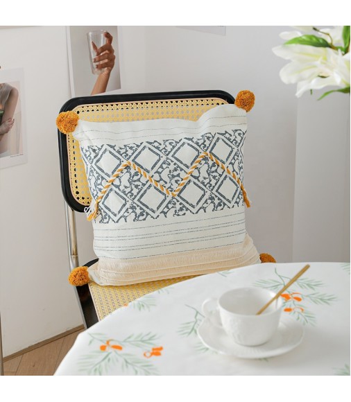 Spring Top Selling Products Farmhouse Style Green Printing Home Decorative Cushion Cover Yarn