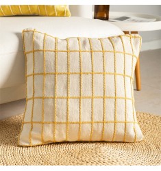 Hot Selling Cotton Woven Jacquard Cushion Covers Yellow Rectangle Geometric Throw Pillow Covers 18 X 18 