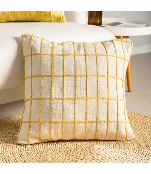 Hot Selling Cotton Woven Jacquard Cushion Covers Yellow Rectangle Geometric Throw Pillow Covers 18 X 18 