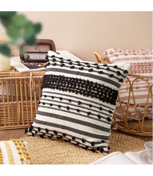 Hot Selling Rustic Handmade Bohemia Boho Vibe Home Sofa Seat Cushion Cover Cotton Woven 18x18 Pillow Cover 