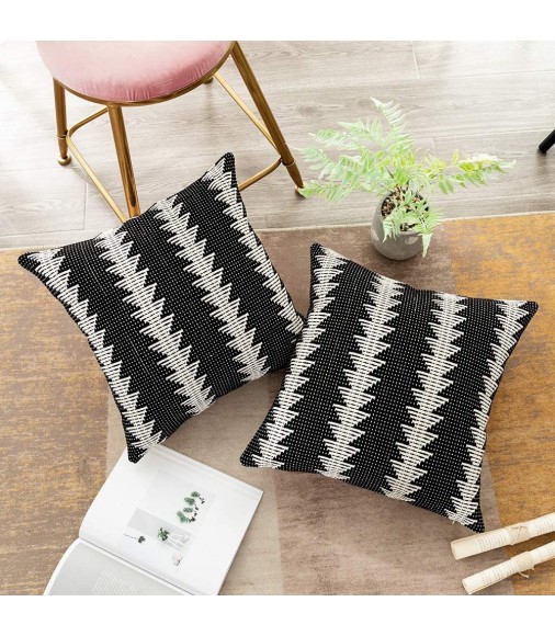 Amazon Hot Selling Geometric Stripe Cushion Covers Black And White Throw Pillow Case For Sofa Bedroom Decor 