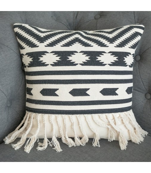 Hot Selling Geometric Pillow Throw Case Hand Woven Custom Printed Braid Cushion Covers Black And White Pillow Cover 