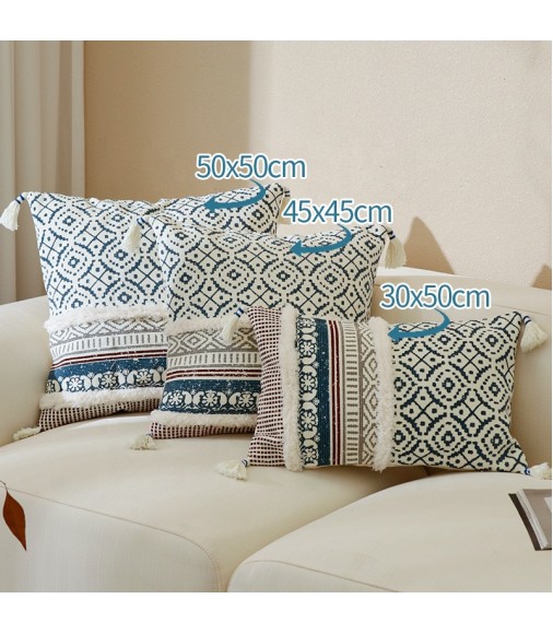 Trending Products Rustic Geometric Printed Outdoor Cushion Cover Colorful Tufted Tassels Decorative Pillow Covers 