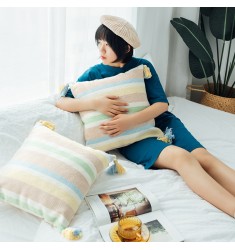 New Arrival Modern Style Striped Colorful Kids Room Decoration Cushion Cover Cotton Pillow Covers 