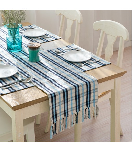 Hot Selling Modern Style High Quality Christmas Classical Cotton Wove Striped For Dinning Table Decor Plaid Table Runner 