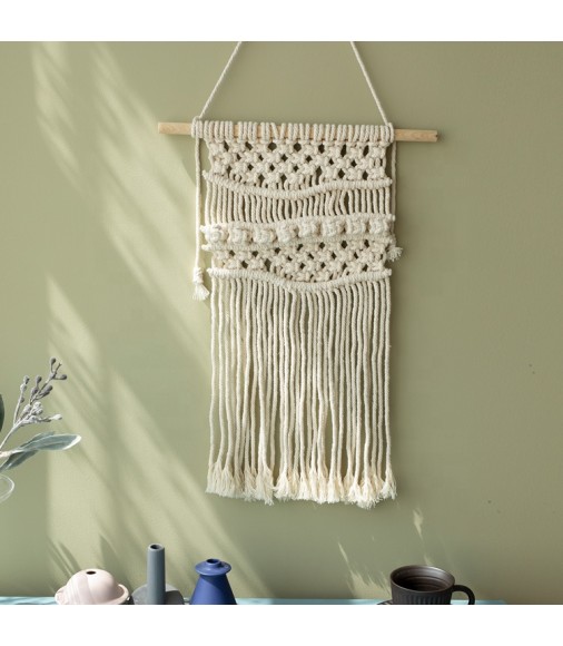 New Wholesale 100% Handmade Cotton Cord Home Macrame Wall Decor Ornament Handwoven Boho Macrame Wall Hanging Wall Art Decor 