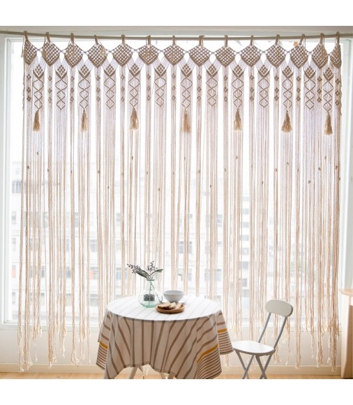 New Bohemian Theme Curtain Wedding Party Decoration Boho Room Divider Cotton Handmade Woven Macrame Wall Hanging Window Drapes 