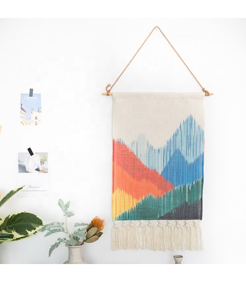 Hot Selling New Japanese Modern Style Boho Colorful Printed Nature Woven Ocean Mountain Tapestry Wall Hanging Wall Art Decor 