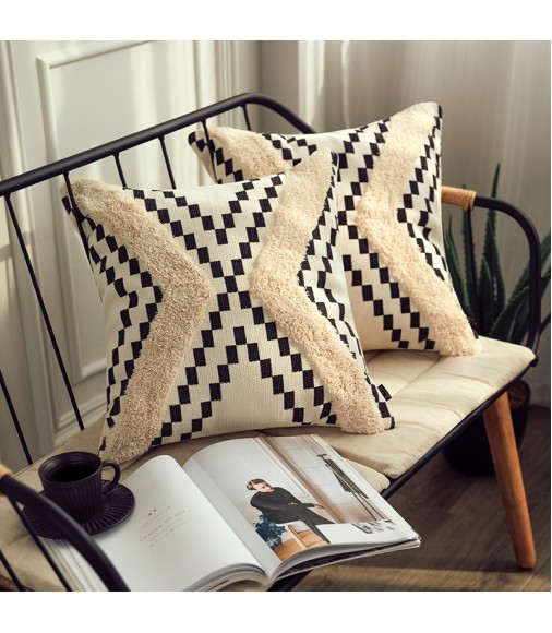 New Boho Luxury Cushion Covers Manufactures Home Decorative Geometric Pillow Cover Hand Woven Printing Tufted Cushion Cover 