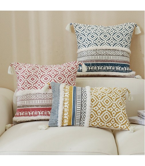 New Modern Design Cushion Covers Manufacturers Bohemian Cotton Woven Tufted Pillow Case Home Decorative Boho Cushion Covers 