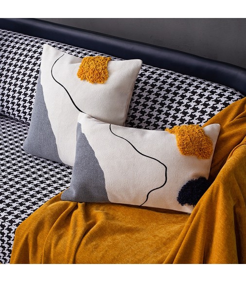 New Arrivals Nordic Design Modern Nordic Home Decorative Cotton Woven Tufted Sofa Lumbar Throw Pillow Case 