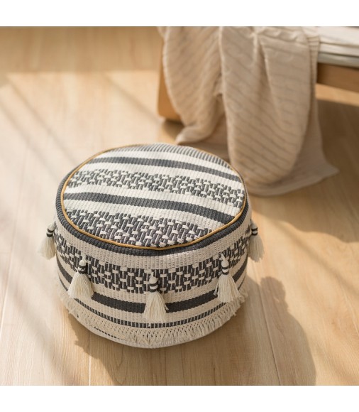 Wholesale Stunning Modern Moroccan Cotton Handwoven Round Floor Cushion Sofa Footstool Ottoman Pouf 