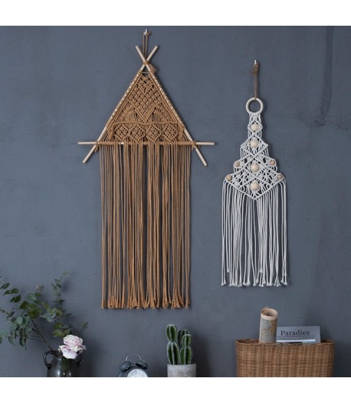 New Bohemia Style Wall Decor Customized Boho Home Decor Cotton Rope Handmade Woven Macrame Wall Art Hanging 