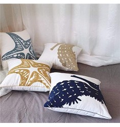 MOCOFO Set of 4 Coastal Ocean Beach Voyage Throw Pillow Covers