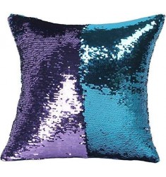 MOCOFO Lake Blue Purple Sparkling Sequin Pillow Cover – Reversible Mermaid Magic Flip Decorative Toy