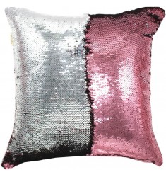 MOCOFO Reversible Sequins Pillow Cover – Pink Silver Magic Mermaid Cushion for Sofa