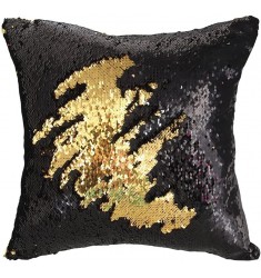 MOCOFO Black and Gold Reversible Glitter Sequin Pillowcase – Magic Mermaid Flip Throw Cover