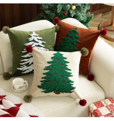 MOCOFO Christmas Throw Pillow Cover - Cotton Festive Plaid Holiday Decor