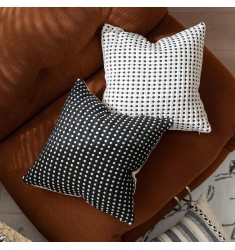 MOCOFO Black and White Throw Pillow Cover - Cotton Woven Decorative Pillowcase