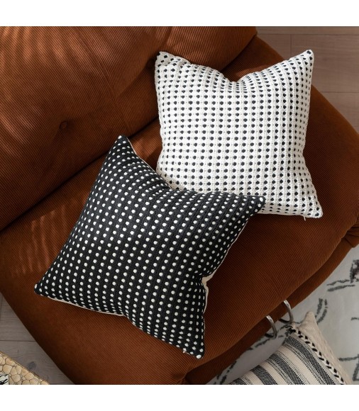 MOCOFO Black and White Throw Pillow Cover - Cotton Woven Decorative Pillowcase