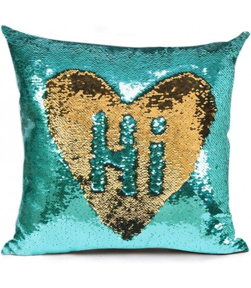 MOCOFO Green Gold Glitter Sequins Pillow – 40x40cm Decorative Pillow Cover