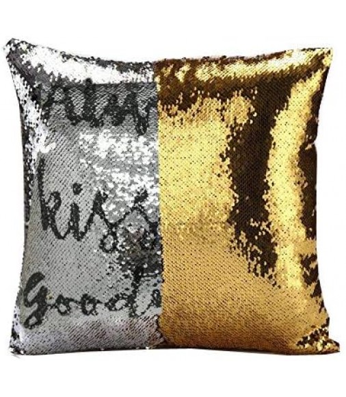 MOCOFO Sparkling Silvergold Sequin Pillow Cover – Reversible Mermaid Magic Flip Decorative Toy