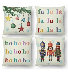 4pcs Nutcracker Linen Pillow Cover - New Collection 45x45cm Decorative Cushion