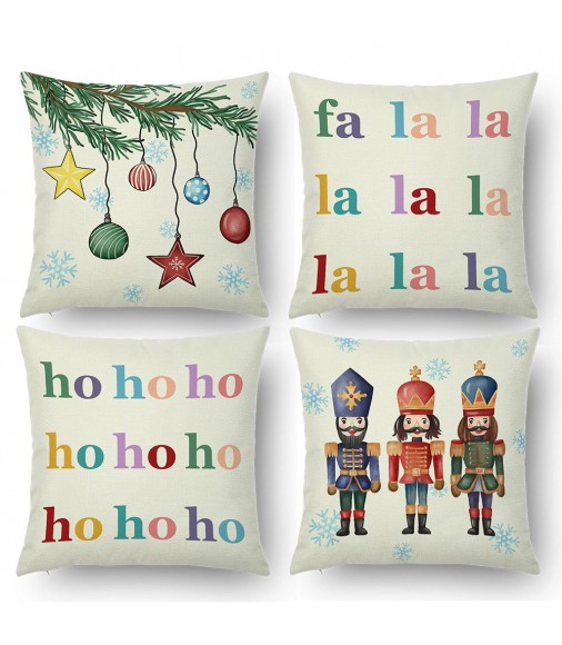 4pcs Nutcracker Linen Pillow Cover - New Collection 45x45cm Decorative Cushion