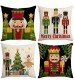 4pcs Christmas Nutcracker Pillow Cover - Linen Print Double-Sided Sofa Cushion 45x45cm