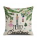 4pcs Nutcracker Christmas Pillow Cover Set - Cartoon Design Linen Square Cushion 45x45cm