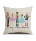 4pcs Nutcracker Christmas Pillow Cover Set - Cartoon Design Linen Square Cushion 45x45cm