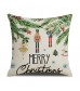 4pcs Nutcracker Christmas Pillow Cover Set - Cartoon Design Linen Square Cushion 45x45cm